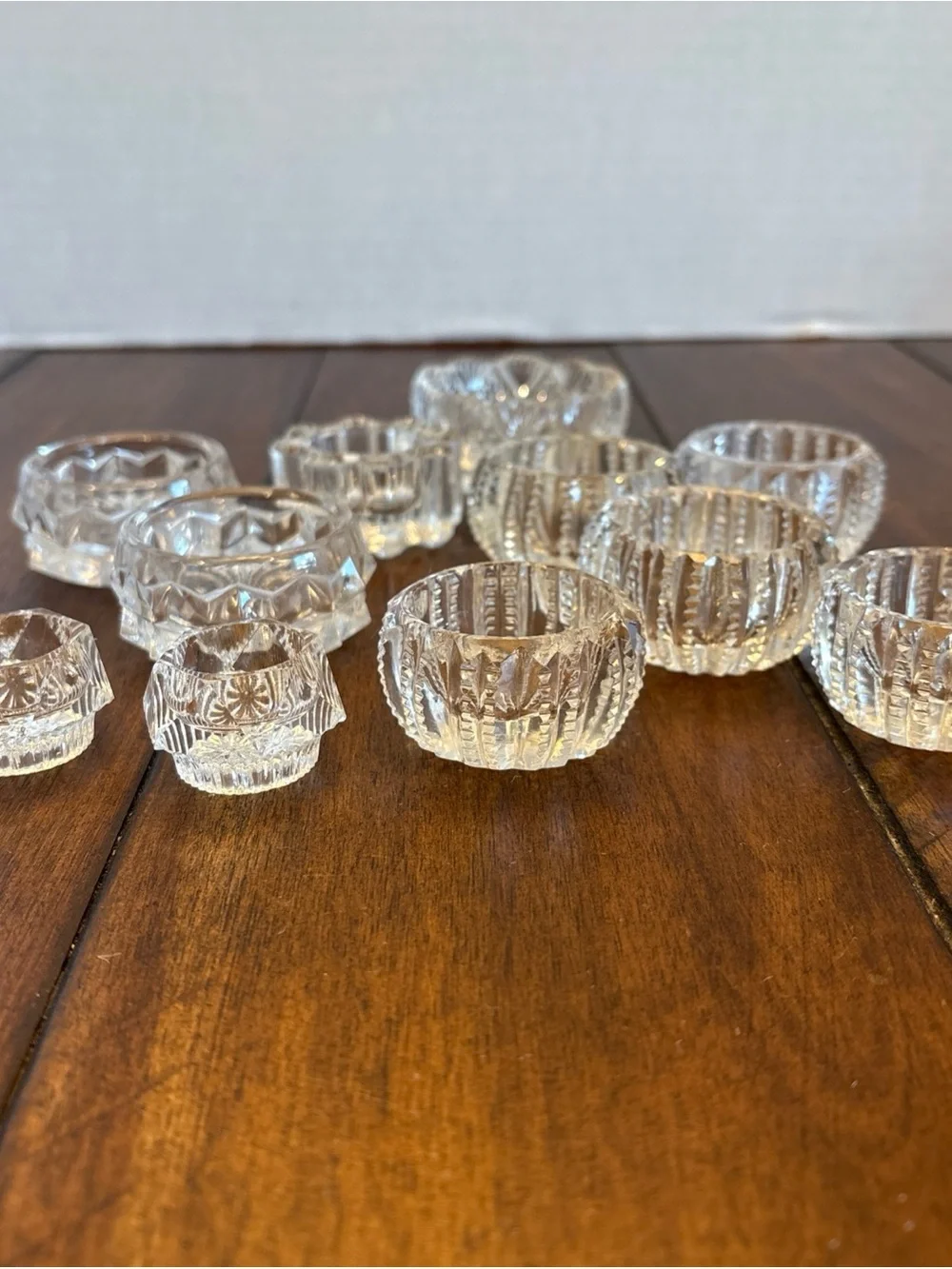 VTG Glass Salt Dip Cellar Clear Pressed Pattern Mixed Lot Set of 11 Table Decor